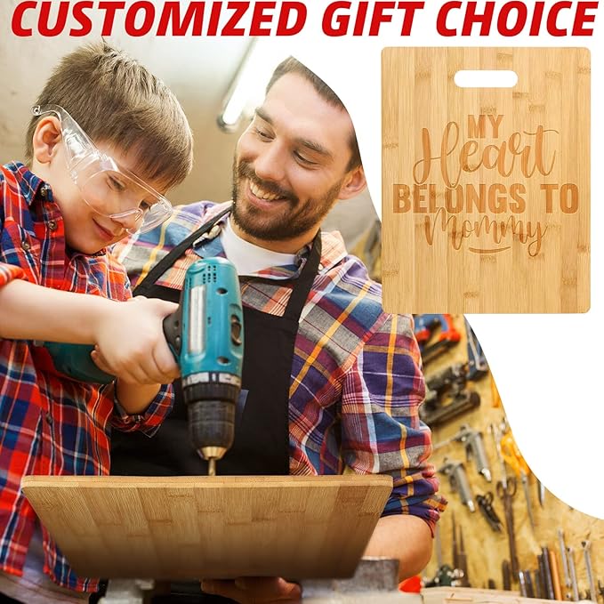 Vesici 18 Pack Bamboo/wood Cutting Board with Handles Bulk Plain Blanks Laser Engraving Chopping Board for Customized Engraving Gifts Crafts for Valentines Mother Women Gifts(Bamboo,6''x9'')