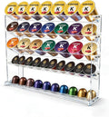 5 Tier Coffee Pod Holder for Nespresso Vertuo, Wall Mount K Cup Holder for Small Space, Clear Acrylic Coffee Pod Organizer Compatible with Most Standard Pods (30-50 Pod Storage)