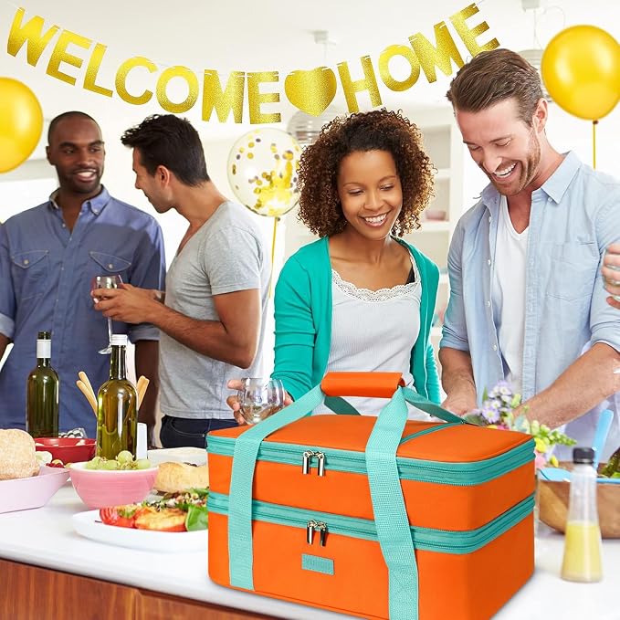 Expandable Casserole Carrier Bag - Double Decker Food Bag, Insulated Casserole Carrier for Hot or Cold Food, Lasagna Holder Tote for Picnics,Beaches,Traveling or Gifts