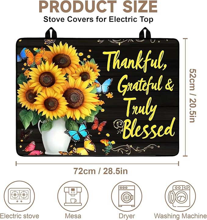 Stove Top Covers for Electric Stove: Heat Resistant Protector Glass Stove Top Expands Counter Space, Stylish Kitchen Decor (G254876)