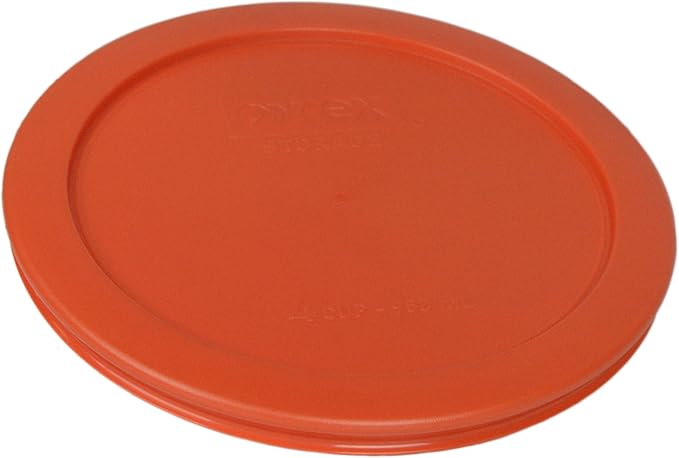Pyrex 7201 4 Cup Glass Bowls & 7201-PC Pumpkin Orange Food Storage Replacement Lids (4-Pack) - Made in USA