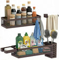 PUSDON 5-in-1 Wide Wall Mount Wrapped Mesh Kitchen Organizer & Shower Caddy Kit, with Paper Towel Holder, Utensil Holder, Soap Dish, Heavy Duty 50LBS - Vintage Bronze, Netting