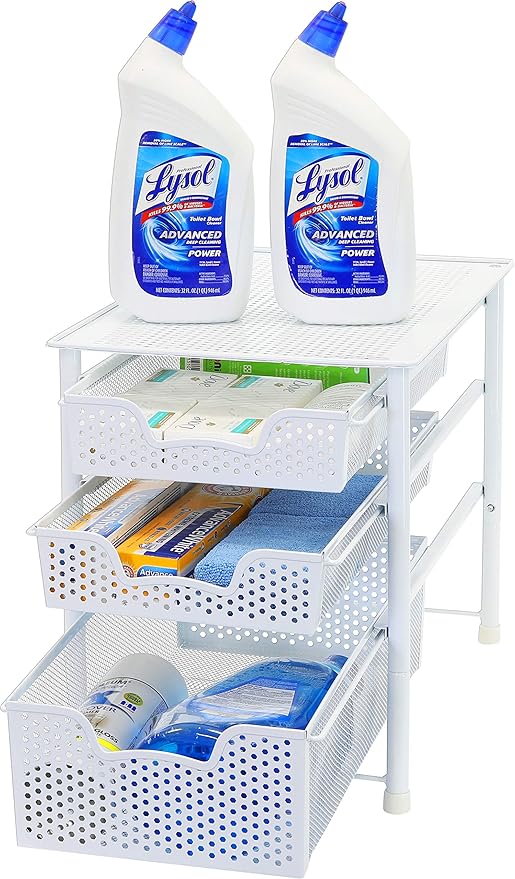 Simple Houseware 3 Tier Basket Drawer + Cabinet Pull-Out Shelf