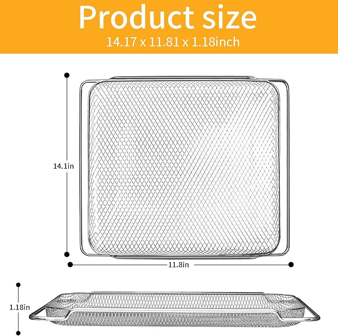 GCQ Air Fryer Accessories for Emeril Lagasse Dual Zone 360 Air Fryer Oven 25 QT Extra Large, 14.1" x 11.8" Replacement Parts Non-Stick Mesh Basket Air Fryer Steel Basket Wire Rack, Dishwasher Safe