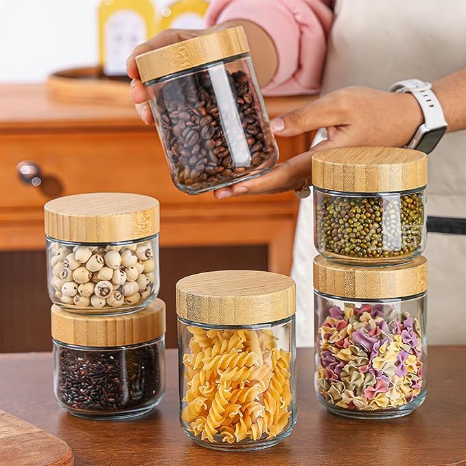 Glass Storage Jar with Airtights Lid for Overnight Oats Yogurt Parfaits and Food Storage 300ml 480ml Glass Food Container