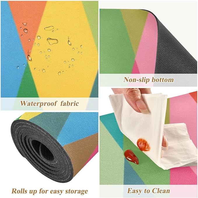 2 in 1 Table Runner Trivet for Hot Pots and Pans Heat Resistant Non Slip Waterproof 39 x 12 Inch Decorative Table Protector for Kitchen Countertop Pink Green Argyle