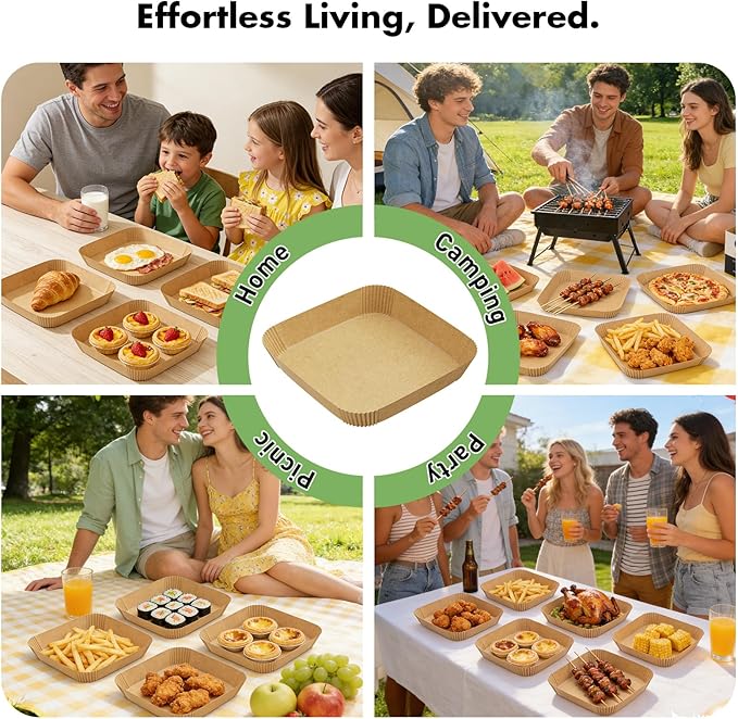 200Pcs 8 Inch Air Fryer Liners Disposable, Airfryer Paper Liners for 6-10 QT, Liners Paper Oil Proof and Easy Cleanup, Non Stick Air Fryers Accessories, Baking Liners, Parchment Paper Sheets