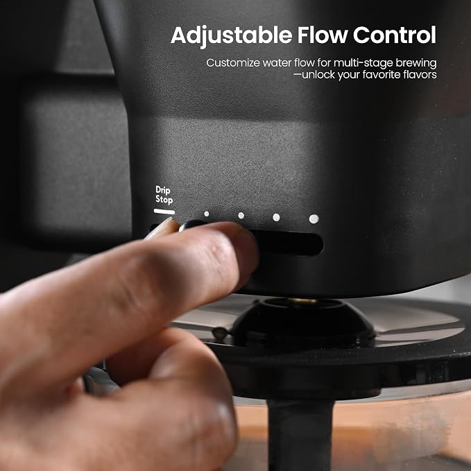 Kismile SCA-Certified 8 Cup Drip Coffee Maker, Pour Over Coffee Machine with 3s Instant Heat 197–205℉, Adjustable Flow Control, Removable Water Tank, Deep Cold Brew & 40 Min Keep Warm (Light Grey)