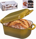 4.6 Quart Dutch Oven for Bread Baking, Combo Oval Enameled Cast Iron Bread Pan with Lid, Sourdough Bread Dutch Oven for a Crispy Crust, Olive