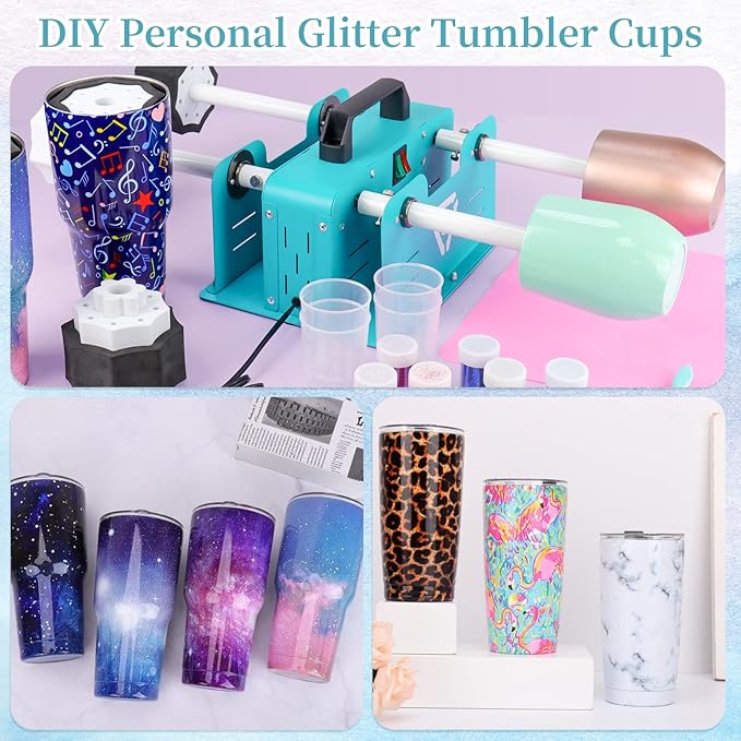 Multi Cup Turner for Tumblers,4X Cup Spinner for Tumblers with 4 ON/Off Switch for Epoxy Resin Tumblers Creating Craft…