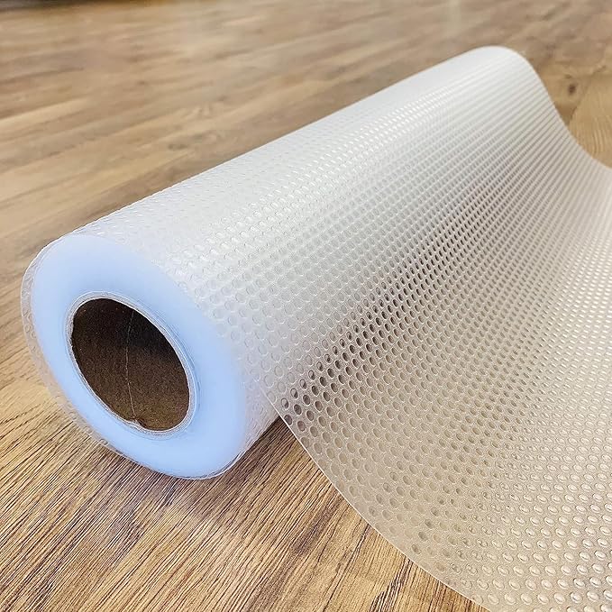EVALAND Shelf Liners for Kitchen Cabinets Non-Adhesive 12" x 33 FT Clear Drawer Liner Non Slip, Washable Cabinet Liner, Waterproof Shelf Liners for Cabinets, Refrigerator Bathroom Pantry Cabinet Mat