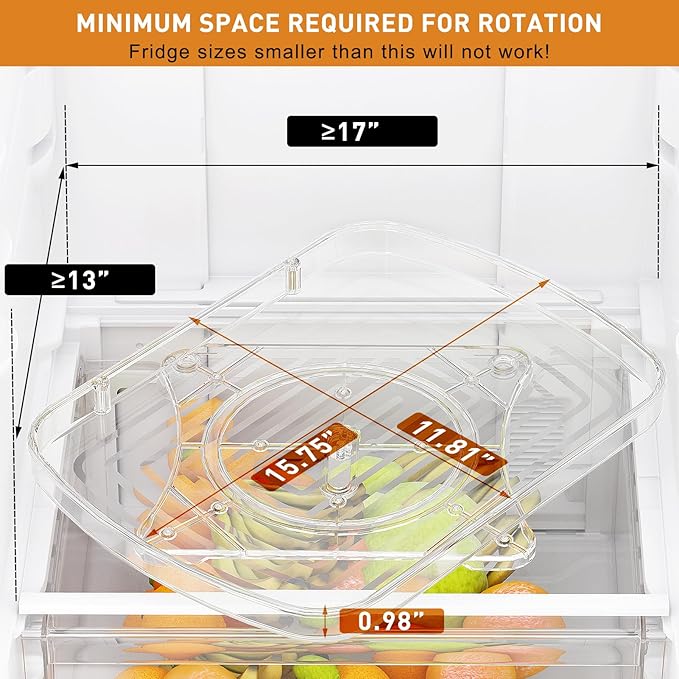 SPACEKEEPER Lazy Susan Turntable Organizer for Fridge Organization and Storage, Rectangle Turntable Lazy Susan Spice Rack for Cabinet Pantry Countertop Fridge Organizers, 2 Pack