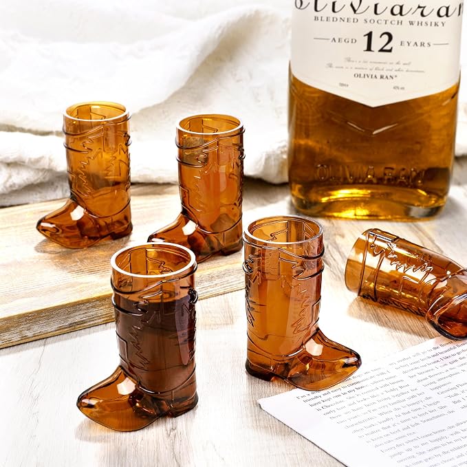 Aodaer 144 Pieces 1 OZ Brown Cowboy Boot Shot Glass Mini Plastic Boot Shot Cups Western Cowboy Glasses Reusable Beer Mugs for Cowgirl Party Decorations Birthday Bachelorette Party Favors