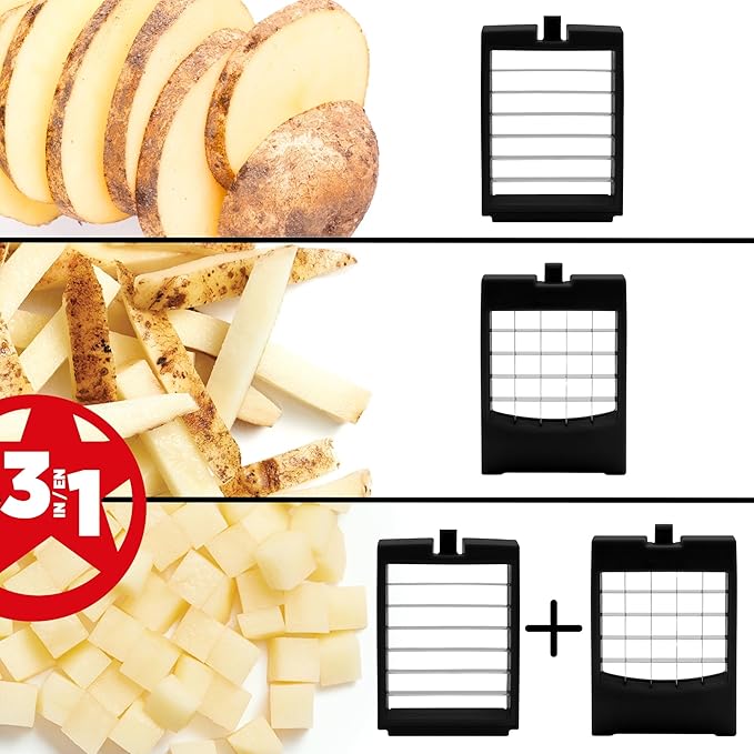 Starfrit Pro Fry Cutter & Cuber - 3-in-1 - Homemade French Fries, Slices and Diced Cubes Potato & Vegetable