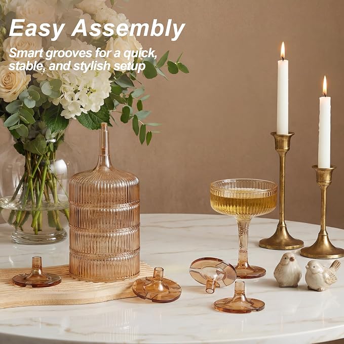 Houmury 7oz Amber Plastic Wine Glasses Unbreakable Wedding Plastic Champagne Flutes Goblet Glasses Reusable Clear Acrylic Martini Drinkware For Birthday Party (56, Amber)