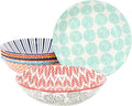 Elama Giovanna 6 Piece Assorted Design Porcelain Multi-Color Graphic Bowl Set, Tableware, Serveware, Dinnerware Set, Bowl Set (6 Piece)
