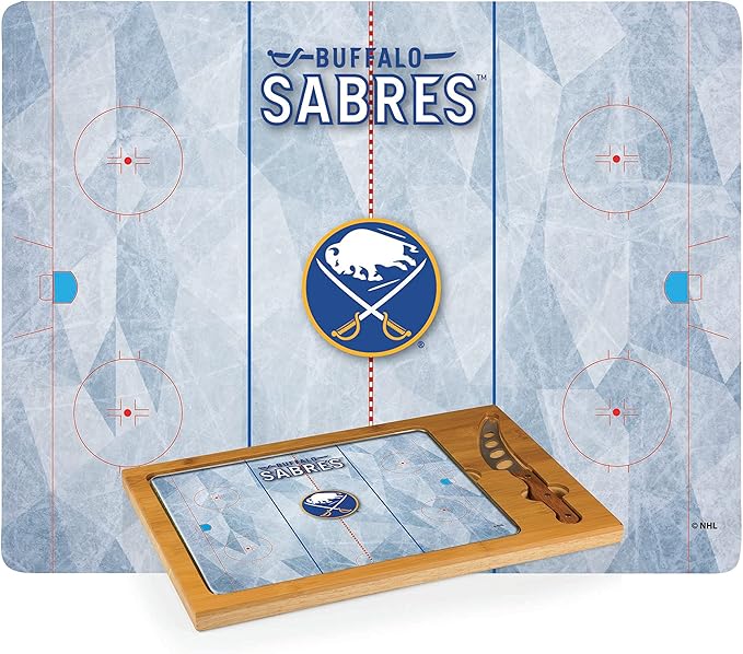 PICNIC TIME NHL unisex-adult NHL Icon Glass Top Cutting Board & Knife Set