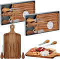 Ziliny 2 Set Bridal Baby Shower Cheese Prizes Wooden Square Board Gift Set Knives Forks Thank You Tags with Box for Guests for Valentines Bridal Baby Shower Housewarming Gifts (Acacia Color)