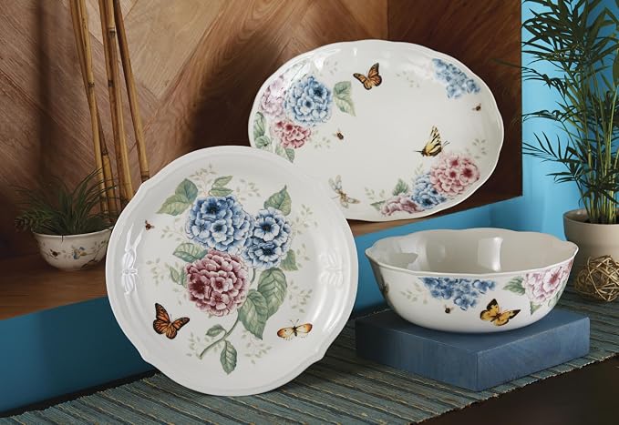 Lenox Butterfly Meadow Hydrangea Large Serve Bowl, 2.70 LB, Multi