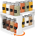 Lifewit Spice Rack Organizer for Cabinet, Slide & Rotate Spice Organizer, Double 3-tier Adjustable Shelves with Fence & Non-Skid Pad, Seasoning Medicine Organization, 9.2" H x 6.1" W x 11.4" D, White