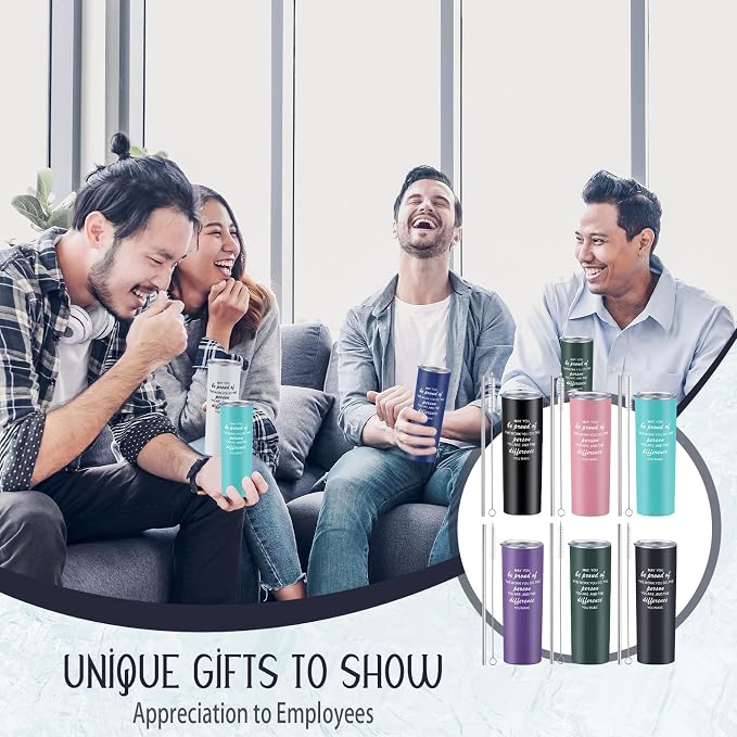 Lallisa 12 Sets Thank You Gifts for Men Women Insulated Stainless Steel Travel Tumbler Mug 20oz Inspirational Appreciation Christmas Gifts for Boss Teacher Employee Coworker Friends(Mixed Colors)