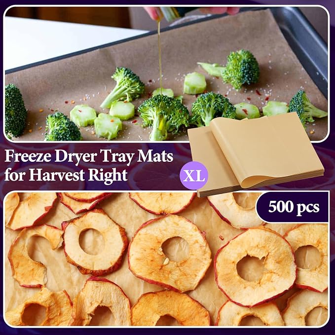 500 Packs Freeze Dryer Tray Mats For Harvest Right Freeze Dryer Accessories for Extra Large Trays, Parchment Sheets, Freeze Dryer Tray Mats for Harvest Right