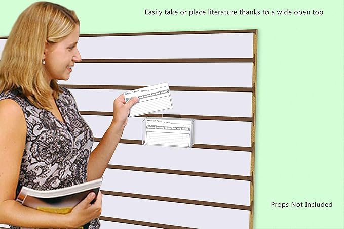 Marketing Holders 4 Pack Slatwall Mount Postcard Holder Pocket Literature 5" W Printed Material Menu Maps Pamphlet Display Booklet Post Card Horizontal Organizer Take One