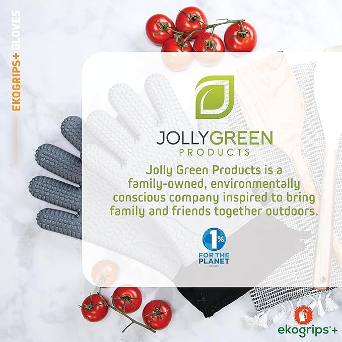 Ekogrips+ Premium Silicone Oven Mitts - Comfy, Waterproof, Heat Resistant BBQ Gloves for Grilling, Long Cuff for Added Protection, 5 Finger Dexterity, 3 Sizes, 4 Colors, S/M, Red