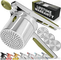 PriorityChef Large 15oz Potato Ricer With 3 Discs, Heavy Duty Stainless Steel Potato Ricer for Mashed Potatoes, Potato Masher, Press and Ricer Kitchen Tool, Olive Green