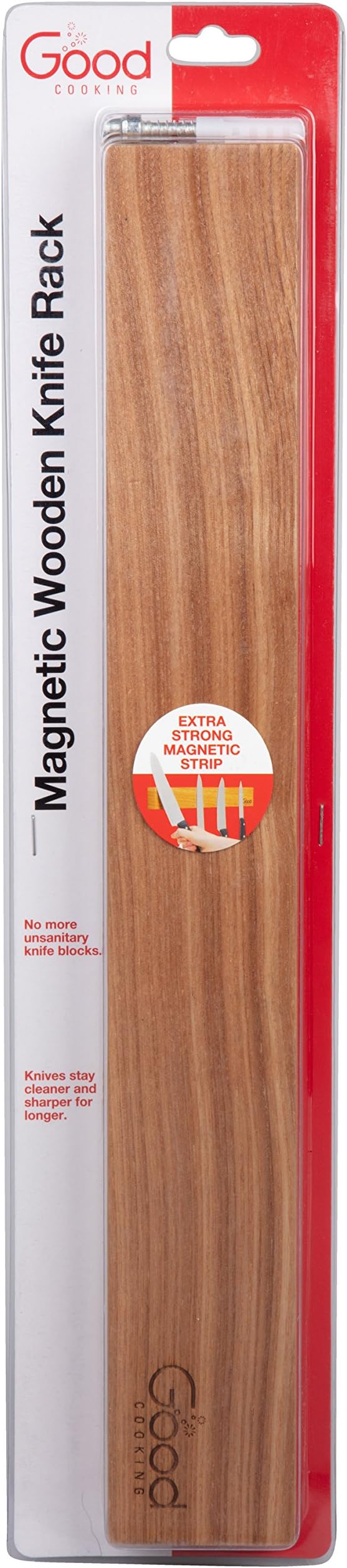 Good Cooking Magnetic Knife Strip w XL 18" Design- Powerful Magnet Wooden Knife Rack for Easy Wall Mounting- Secure your Knives and Utensils and Free Up Space