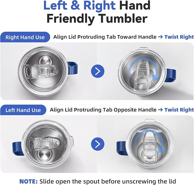 30 oz Tumbler with Handle and Lid, Stainless Steel Tumblers Bulk Double Wall Vacuum Insulated Travel Mug Leak Proof Cup Keep Drinks Cold and Hot Navy, 4 Pack
