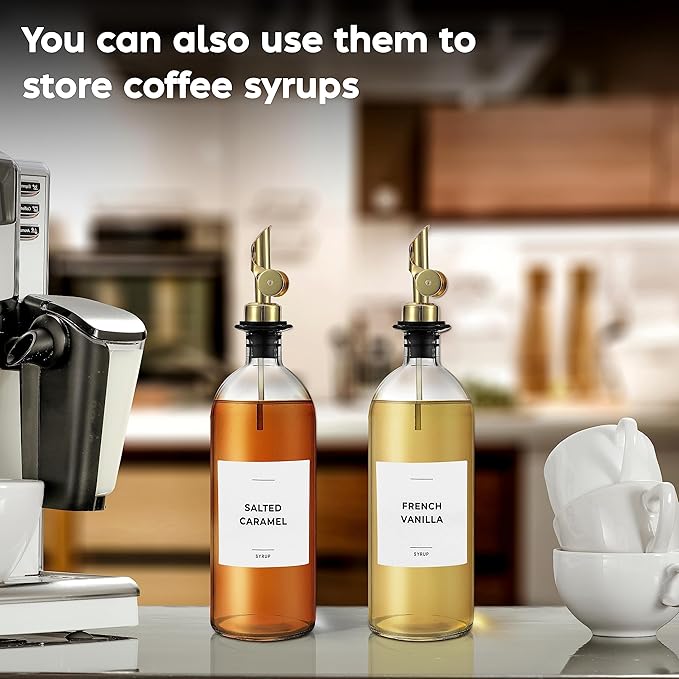 Spaceneat Olive Oil Dispenser 2-Pack, Gold, 16.9 fl oz & 4 Extra Oil Spouts (Gold)