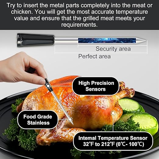 Meat Thermometer, Digital Bluetooth 500FT Wireless, Probe Lasts Up to 16 Hours, Dishwasher Safe, for BBQ/Oven/Grill/Kitchen/Smoker/Outside