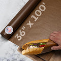 Brown Wet Wax Paper Roll 36" x 100' - USA-Made Moisture-Repellent Cooking Paper for Packing, Storing & Freezing - Heavy-Duty Food-Safe Wrapping Material for Meat, Cheese & Baked Goods by IDL Packaging