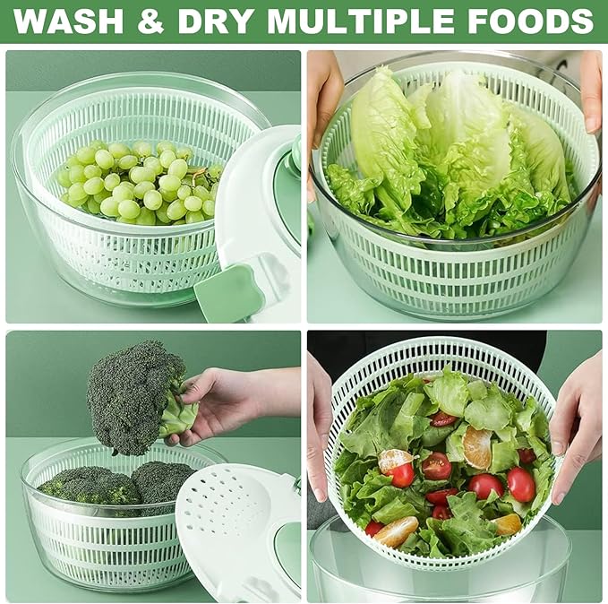Salad Spinner Large 3.6 Qt, Lettuce Rotator with Secure Lid Lock and Rotated Handle, Fruits Rotator Dryer Vegetable Washing Dryer for Greens, Herbs, Berries, Fruits, No BPA