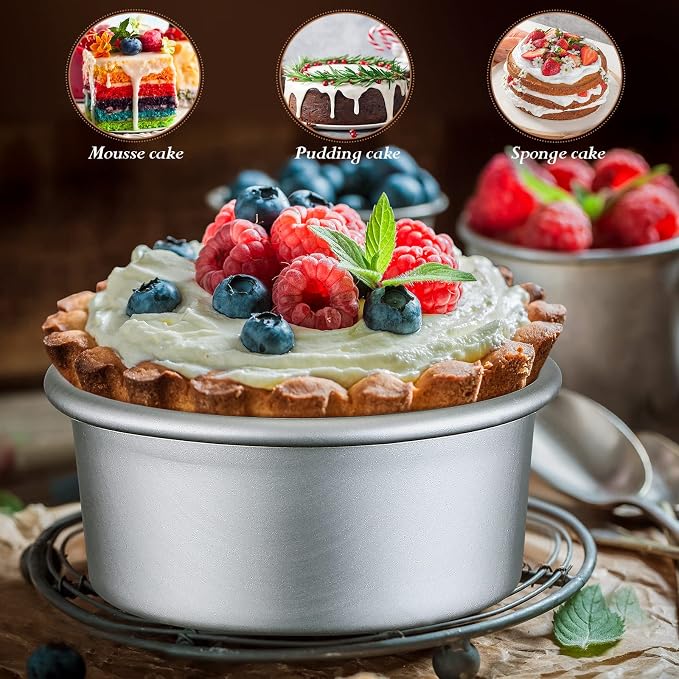 Gerrii 18 Pcs 4 Inch Cake Pans Nonstick Aluminum Small Round Cake Baking Pans Molds for Cheese, Pizza, Quiche, Home Party Baking Supplies, Leakproof and Easy Release
