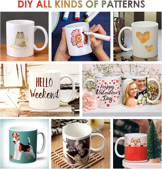 DANALLAN Sublimation Mugs, Premium Coffee Mugs Set of 12 White Ceramic Sublimation Cups 11 oz Christmas Coffee Mug for Soup Tea Milk Latte Hot Chocolate