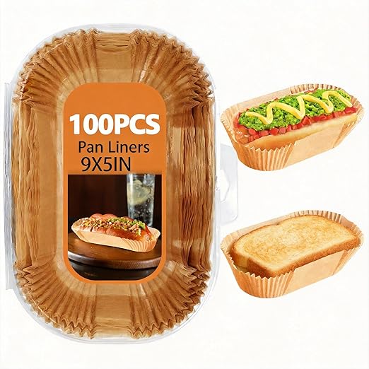 100 Pack 9x5 Inch Loaf Pan Liners, Non-Stick Cake Baking Sheets, Unbleached & Greaseproof Baking Paper for Cookies, Cupcakes, Bread.(Bottom Sizes: 8"× 4")