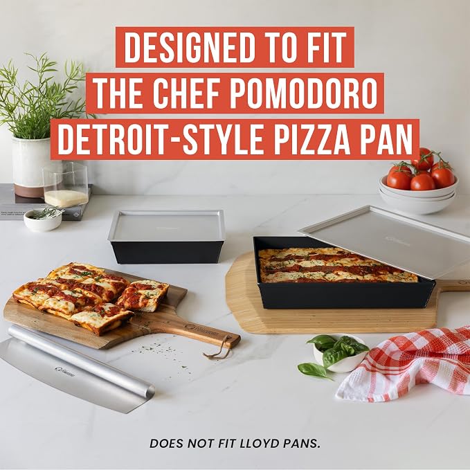 Chef Pomodoro Detroit Pizza Pan Lid, 10x14in, Anodized Aluminum, Lid Only | Lid Only, Pan Sold Separately; Fits Chef Pomodoro Detroit Pan Only; Retains Heat & Humidity, Prevents Drying, Stackable