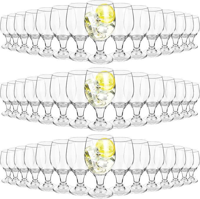 Patelai Set of 48 Water Goblet, 13.5 oz Clear Drinking Glasses Bulk Dishwasher Safe, Stemmed Water Glass for Juice Wine Beer Tea Sangria Cold Beverages, Reusable Glassware for Home Party Restaurant