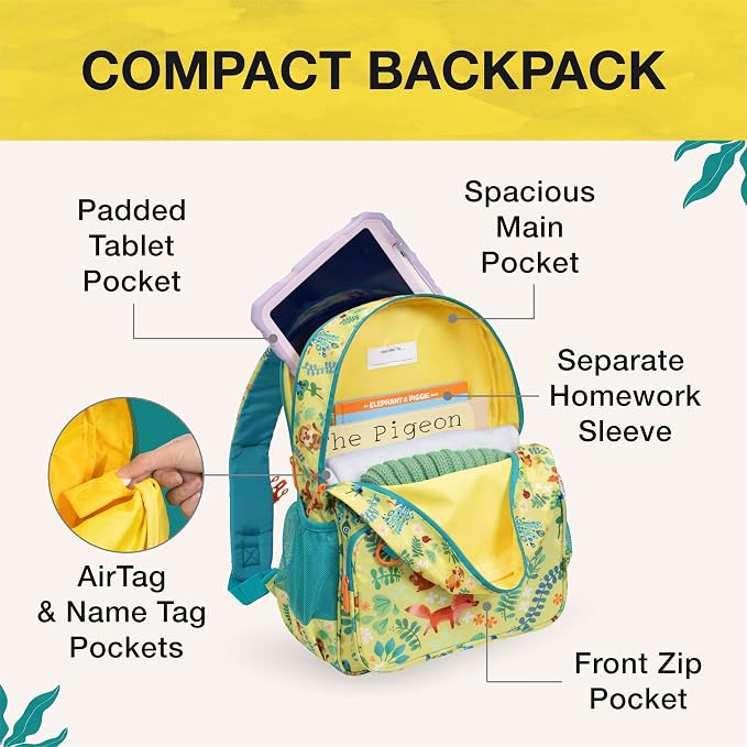 Traveler's Choice Kids JoJo the Bear's School Adventure, Jungle, Set (Backpack, Pencil Case, Lunch Box)