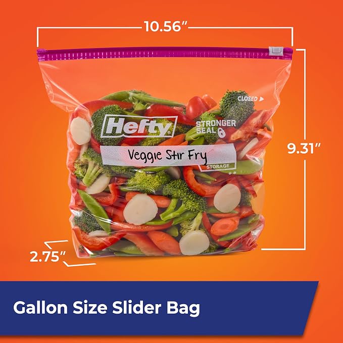 Hefty Slider Kitchen Storage Bags, Gallon Size, 66 Count (Pack of 4)
