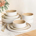 AmorArc Ceramic Dinnerware Sets, Handmade Reactive Glaze Stoneware Plates and Bowls Sets,Highly Chip and Crack Resistant | Dishwasher & Microwave Safe Dishes Set, Service for 4 (12pc)