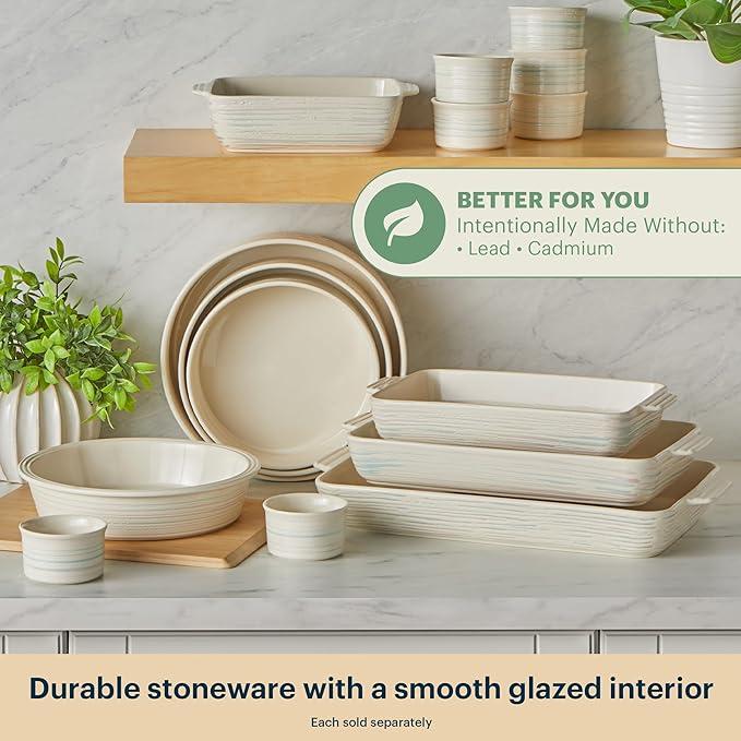 Pyrex 4QT (10" x 15") Rectangular Ceramic Baking Dish, Casserole Dish with Handles, Oven Safe and Durable Bakeware