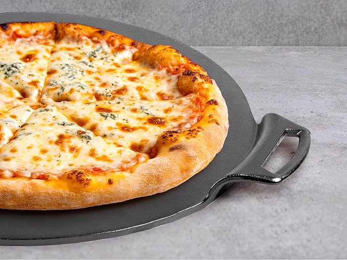 OLEEK steel pizza pan 16x16-carbon steel pizza pan for oven - round pizza steel - pizzas steel for oven - pizza steel pan - pizza pans - baking steel for ovens - pizza baking pan