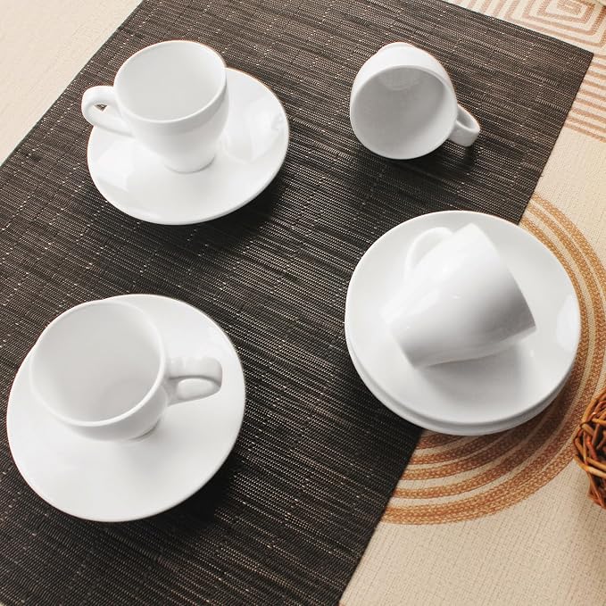 Espresso cup 3 Oz, Coffee Mugs with Handle and saucers 8 pcs, Porcelain Coffee Cups with saucer, Mugs, for Cappuccino, Tea, Espresso, Dishwasher & Microwave Safe, Reusable