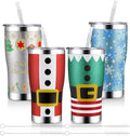 Sieral 4 Pack Christmas Glitter Tumbler Set 20oz Stainless Steel and Double Wall Insulated Travel Coffee Mug with Lid Straws and Brushes for Christmas Gift Friends