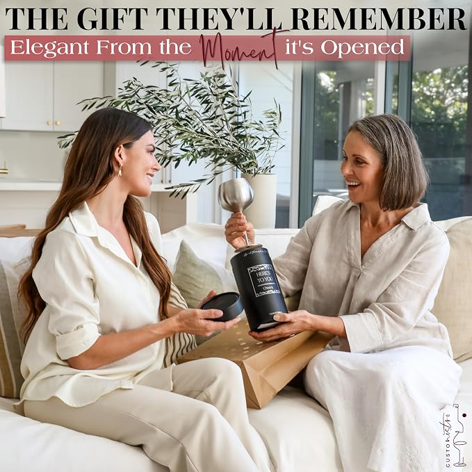 Gusto Nostro 60th Birthday Wine Glass - Happy 60th Birthday Gifts for Women/Men - Stainless Steel Wine Glass with Engraved Vintage Sixty Bday Quote, Luxury Box - Unique Gifts for 60 Year Old Woman,Man
