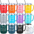 Sieral 12 Pcs Christian Gifts Coffee Mugs with Straw Lid 17 oz Religious Cups with Bible Stainless Steel Tumbler Inspirational Gifts for Women Men Pastor's Church Group(Multiple Colors,Bible Verse)