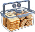 Bread Box With Digital Hygrometer, Portable Bread Boxes with Lid and Handle,New Upgrade Time Recording Bread Storage Container for Homemade Breads,Toast, Bagel, Donut and Cookies,Gifts for Mom Dad